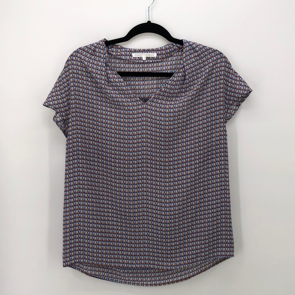 Violet + Claire Pink Blue Geometric Top M